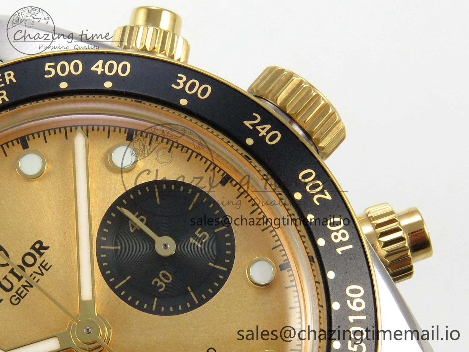 Black Bay Chrono SS BLSF 1:1 Best Edition Gold Dial on YG SS Bracelet A7750