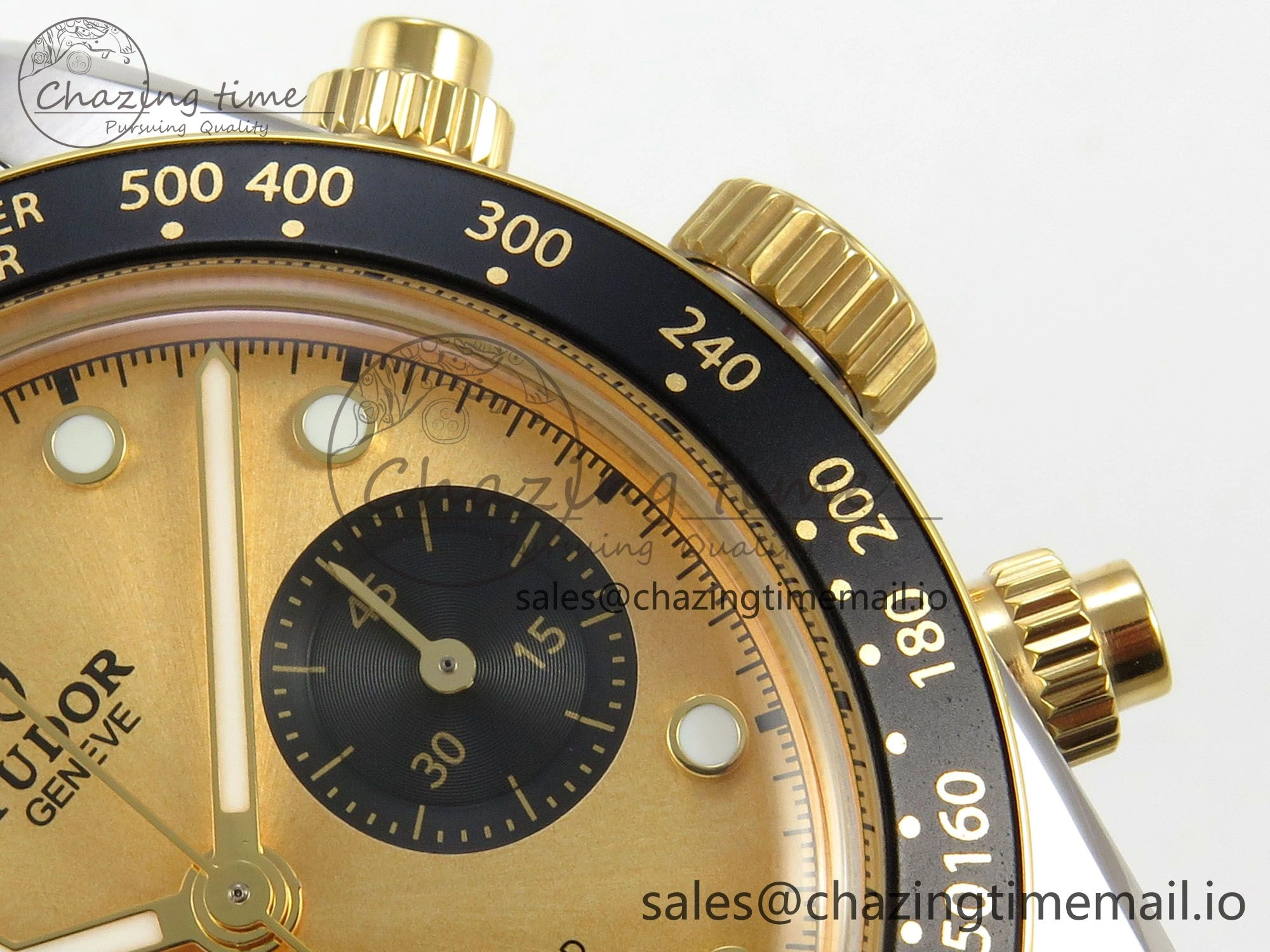 Black Bay Chrono SS BLSF 1:1 Best Edition Gold Dial on YG SS Bracelet A7750