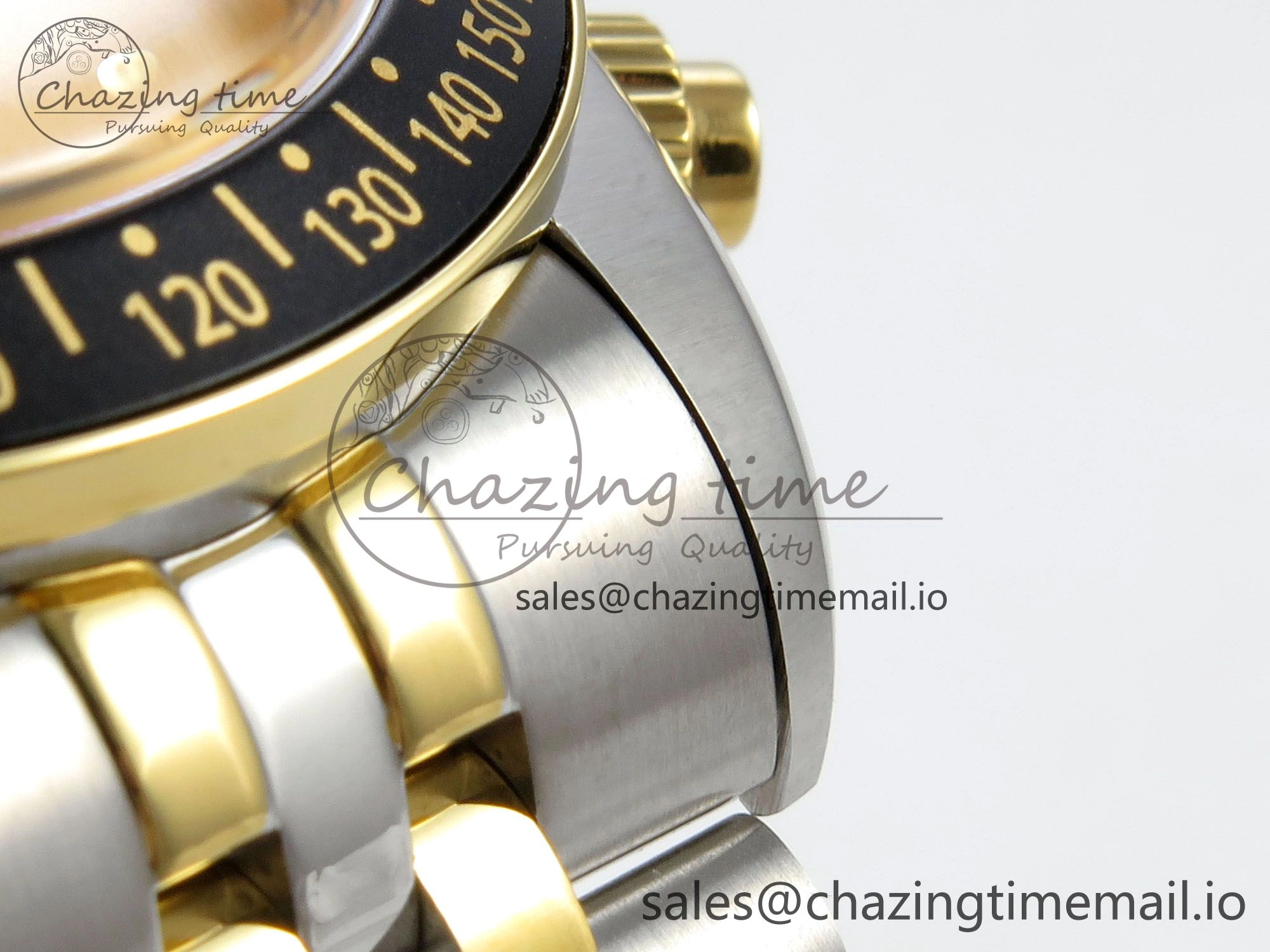 Black Bay Chrono SS BLSF 1:1 Best Edition Gold Dial on YG SS Bracelet A7750