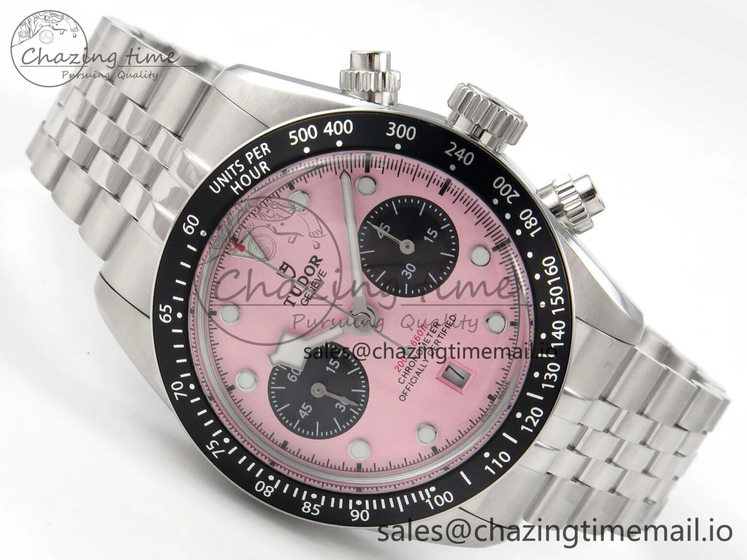 Black Bay Chrono SS BLSF 1:1 Best Edition Pink Dial on SS Bracelet A7750