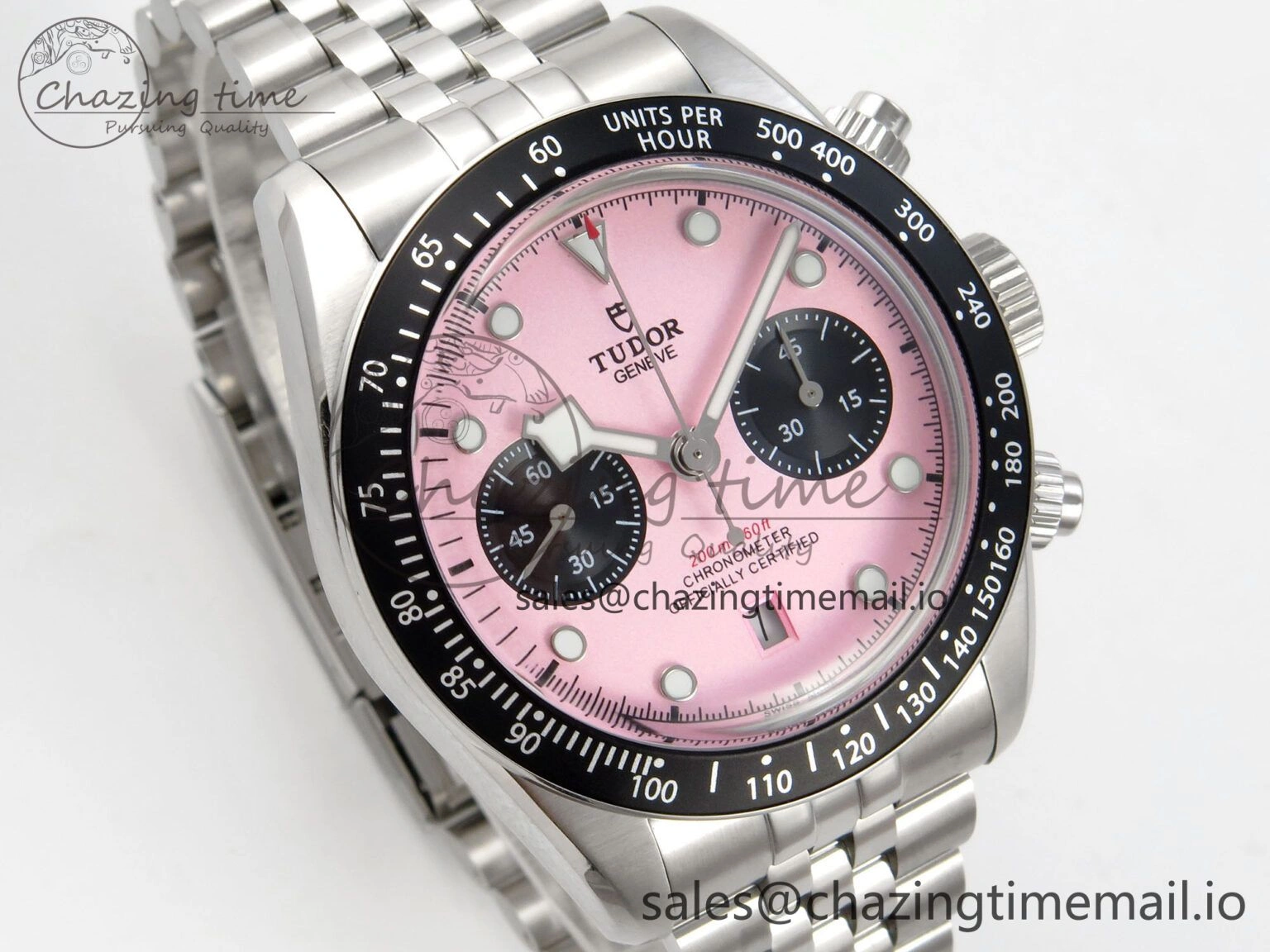 Black Bay Chrono SS BLSF 1:1 Best Edition Pink Dial on SS Bracelet A7750