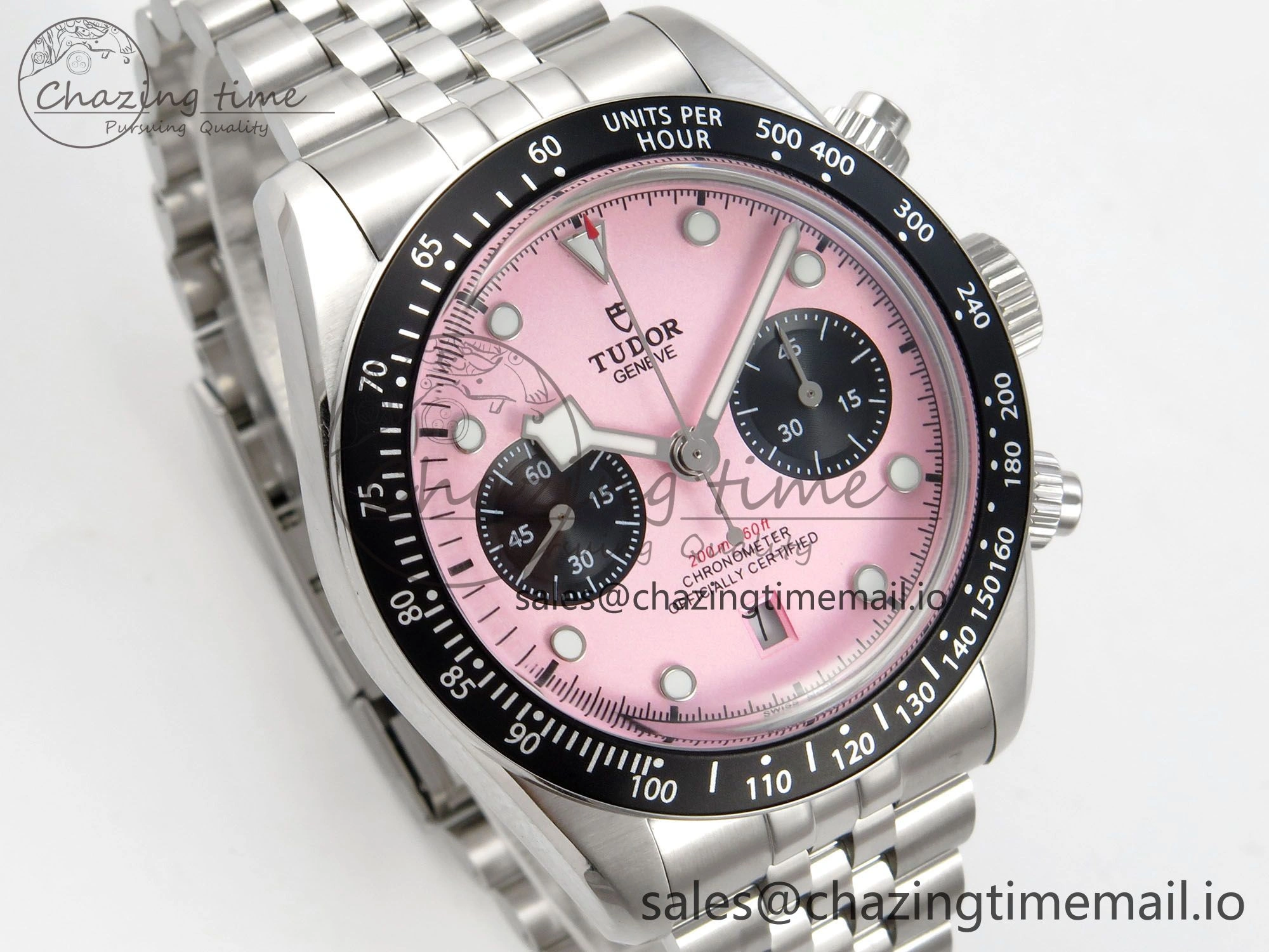 Black Bay Chrono SS BLSF 1:1 Best Edition Pink Dial on SS Bracelet A7750