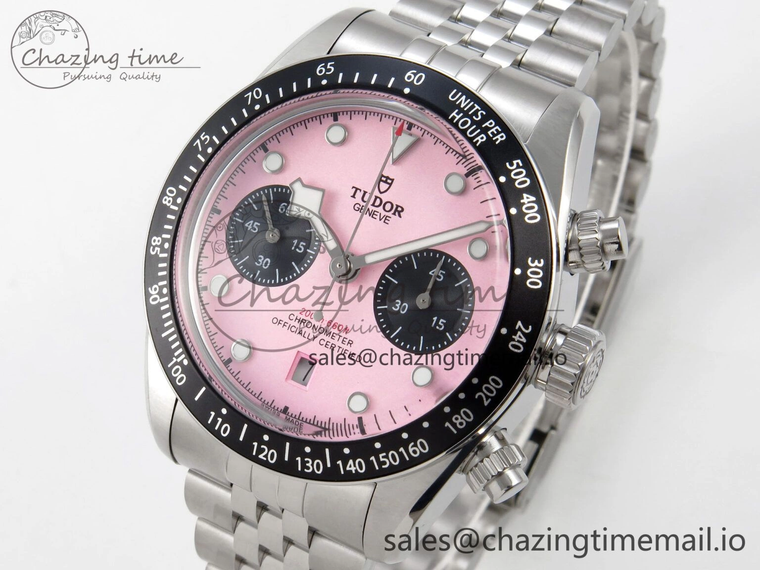 Black Bay Chrono SS BLSF 1:1 Best Edition Pink Dial on SS Bracelet A7750