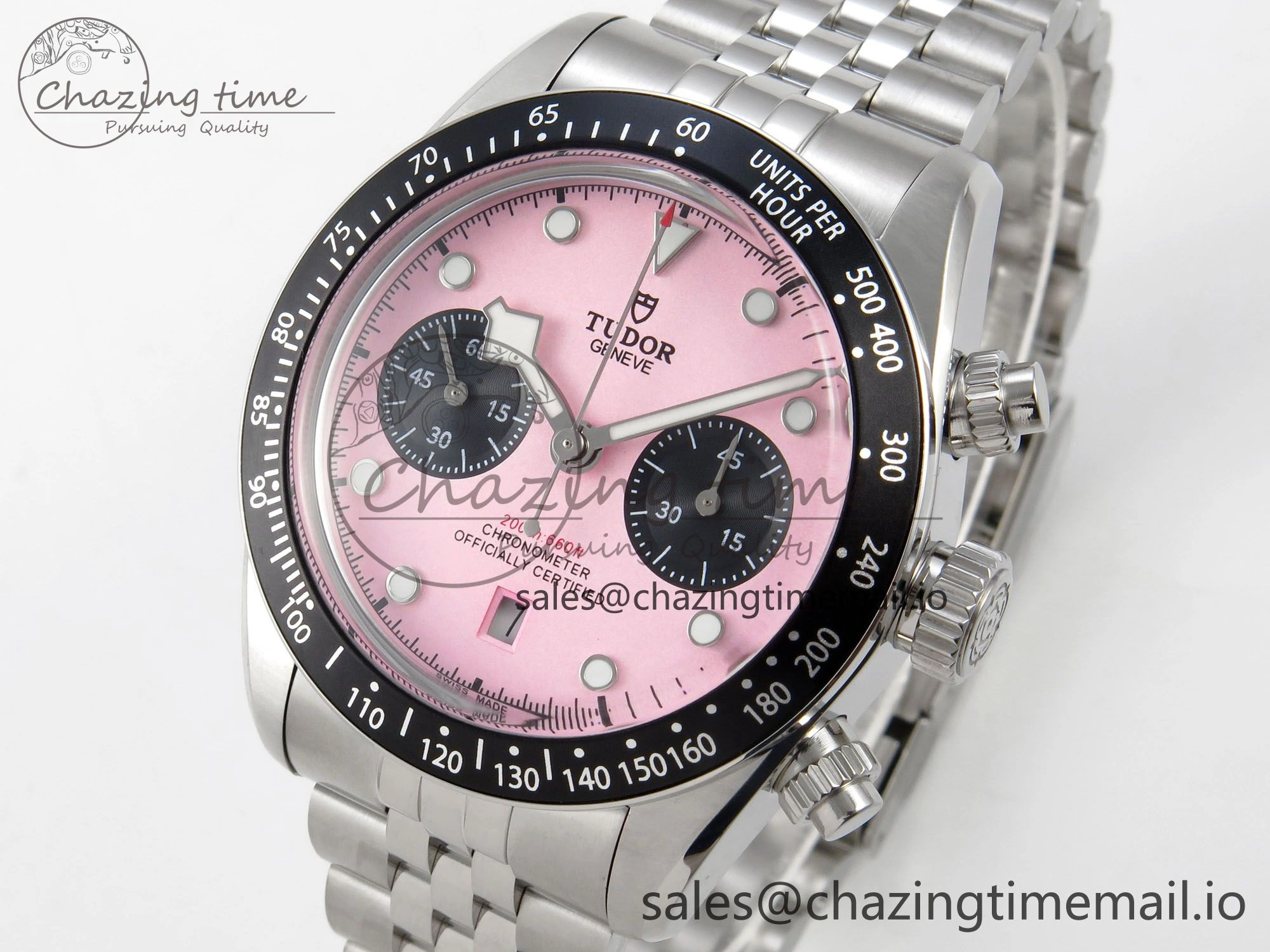 Black Bay Chrono SS BLSF 1:1 Best Edition Pink Dial on SS Bracelet A7750
