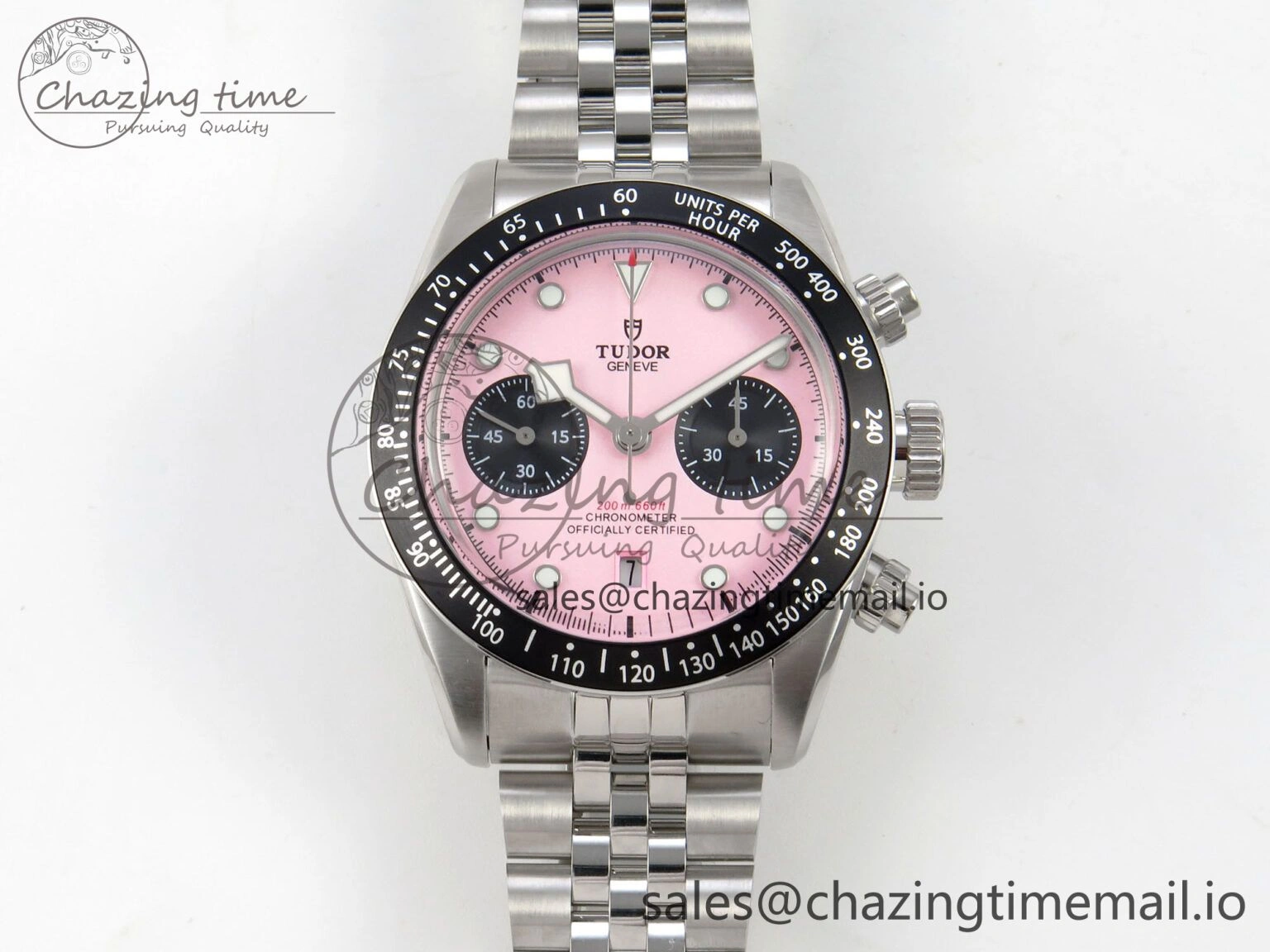 Black Bay Chrono SS BLSF 1:1 Best Edition Pink Dial on SS Bracelet A7750
