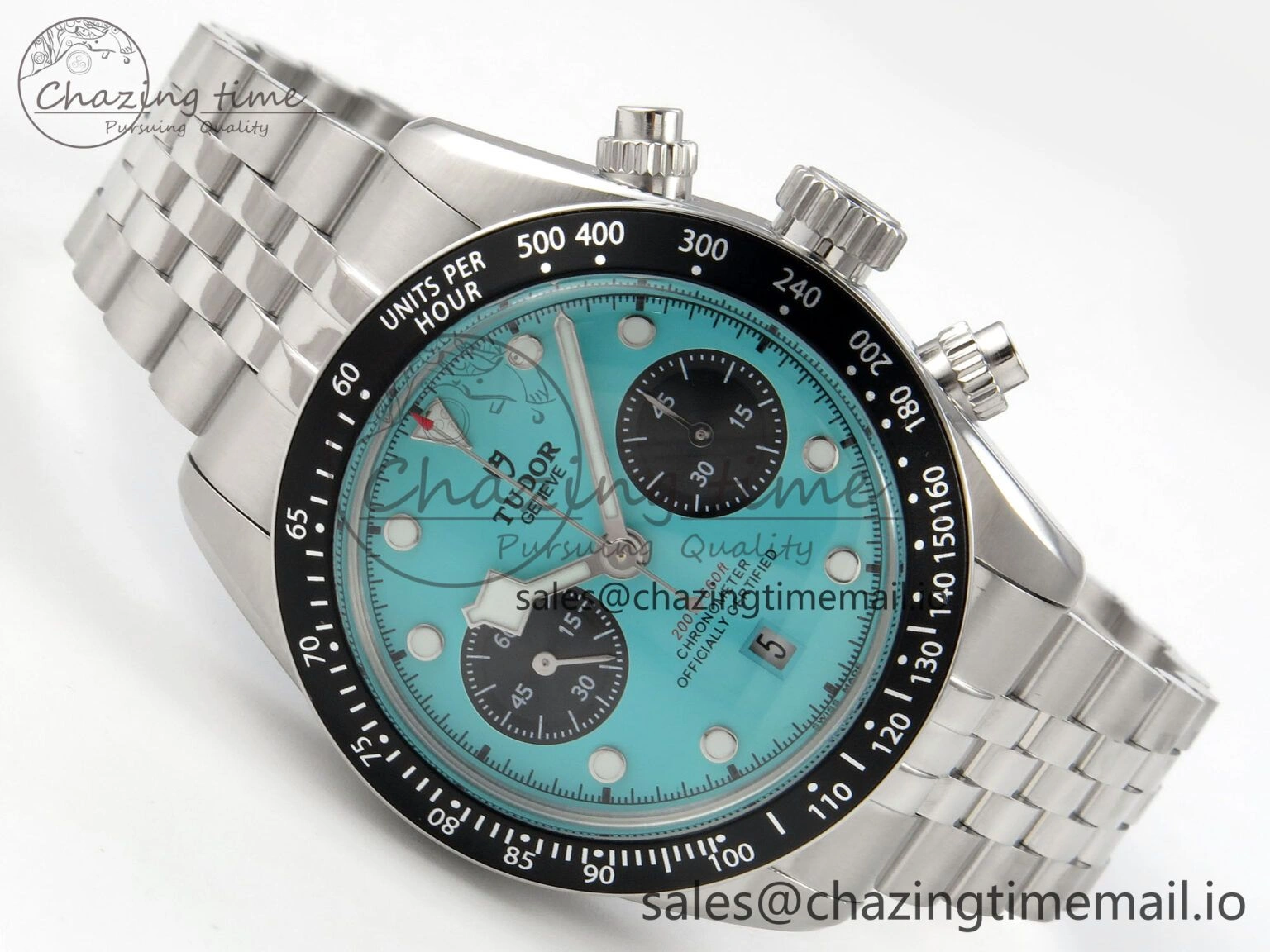 Black Bay Chrono SS BLSF 1:1 Best Edition Tiffany Blue Dial on SS Bracelet A7750