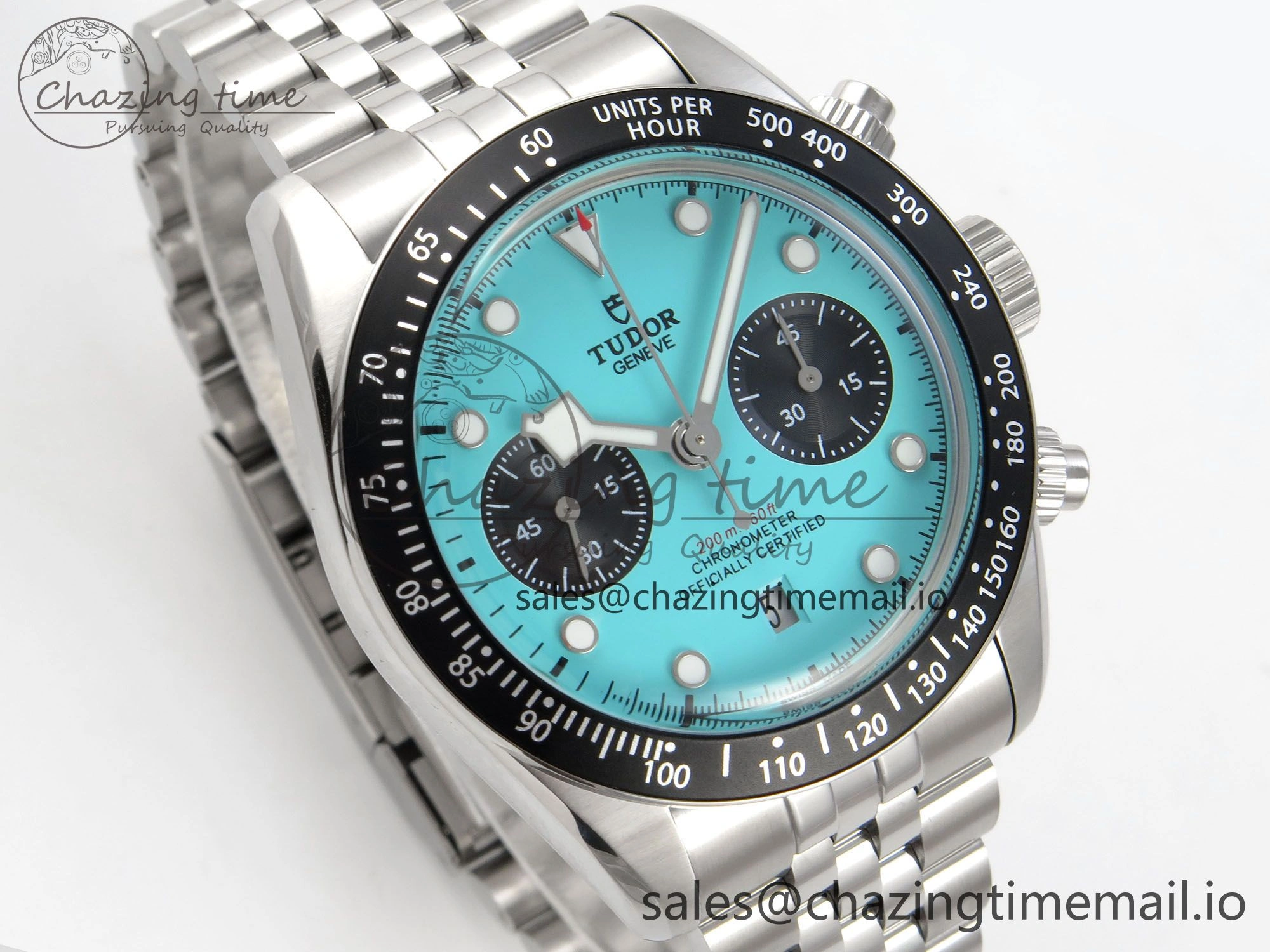 Black Bay Chrono SS BLSF 1:1 Best Edition Tiffany Blue Dial on SS Bracelet A7750