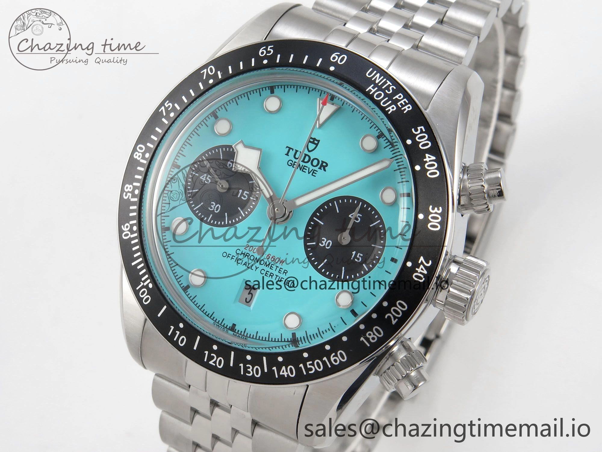 Black Bay Chrono SS BLSF 1:1 Best Edition Tiffany Blue Dial on SS Bracelet A7750
