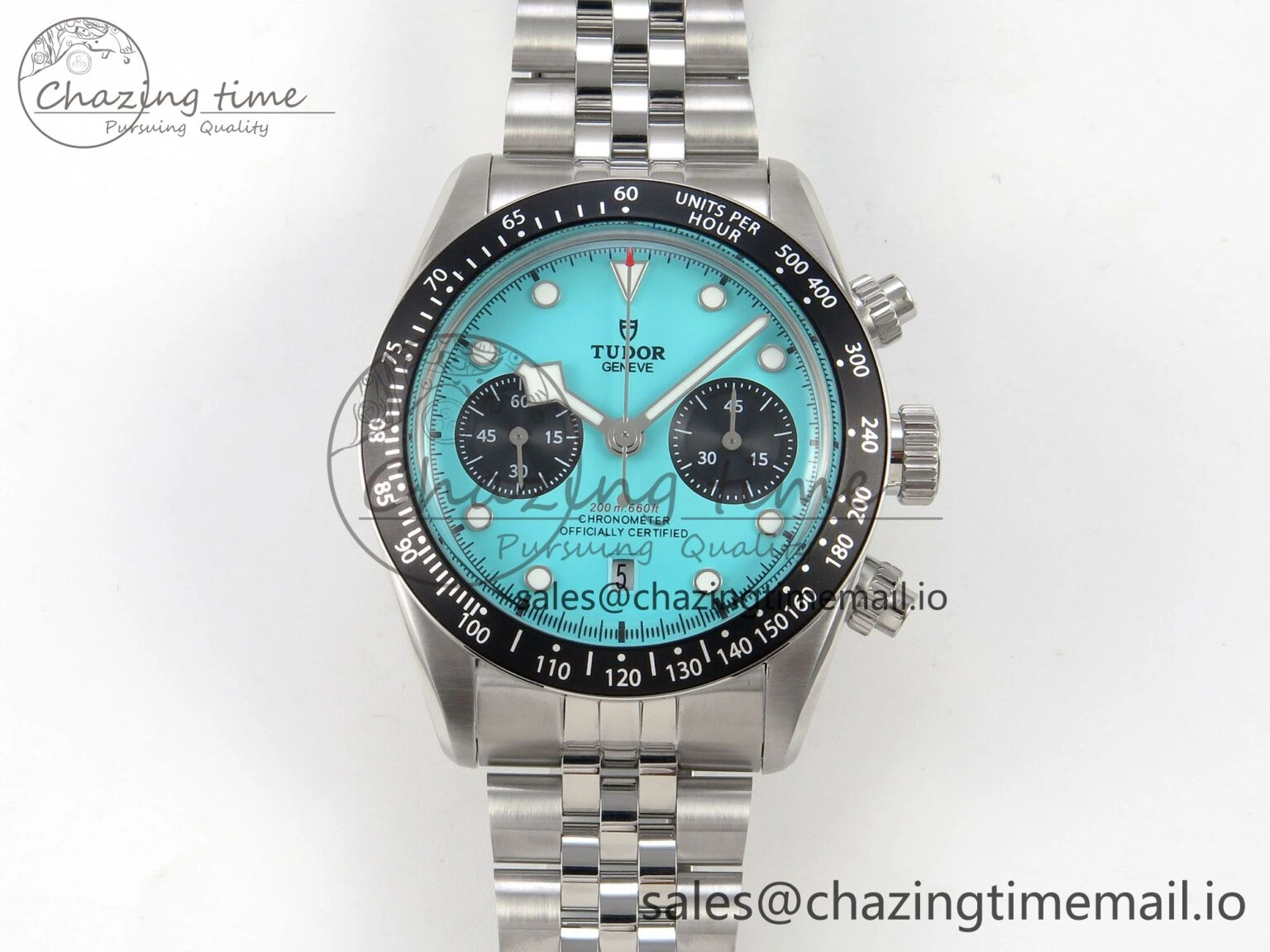 Black Bay Chrono SS BLSF 1:1 Best Edition Tiffany Blue Dial on SS Bracelet A7750