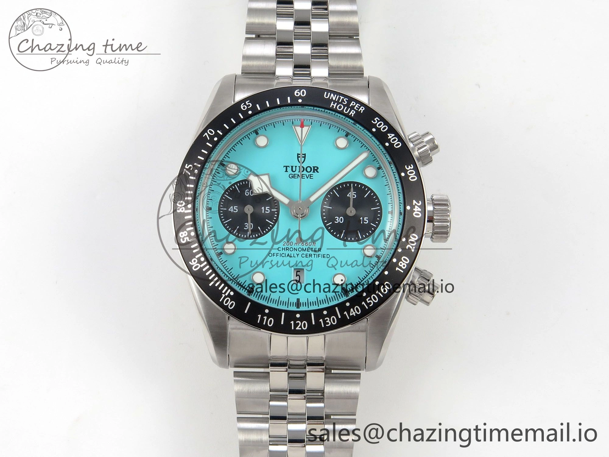 Black Bay Chrono SS BLSF 1:1 Best Edition Tiffany Blue Dial on SS Bracelet A7750