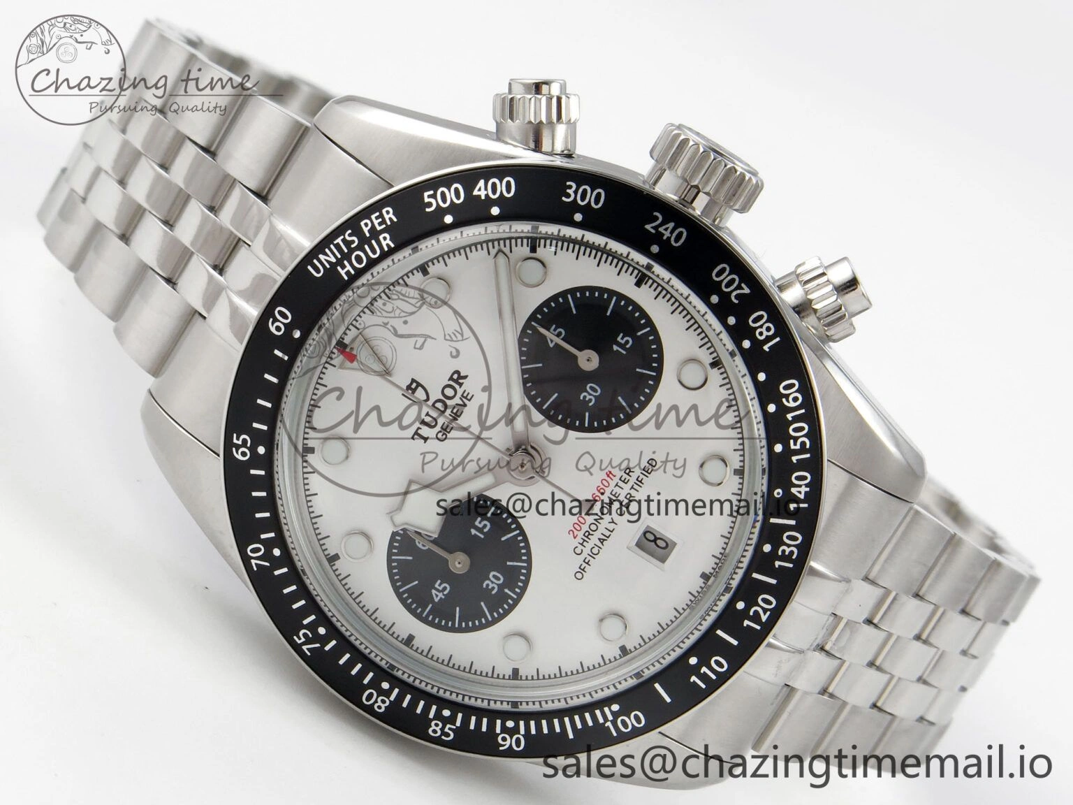 Black Bay Chrono SS BLSF 1:1 Best Edition White Dial on SS Bracelet A7750
