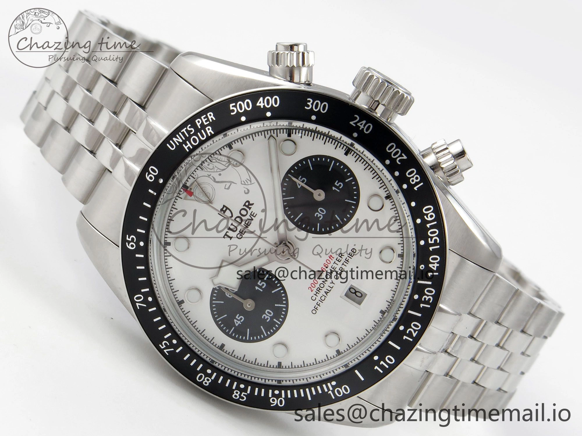 Black Bay Chrono SS BLSF 1:1 Best Edition White Dial on SS Bracelet A7750