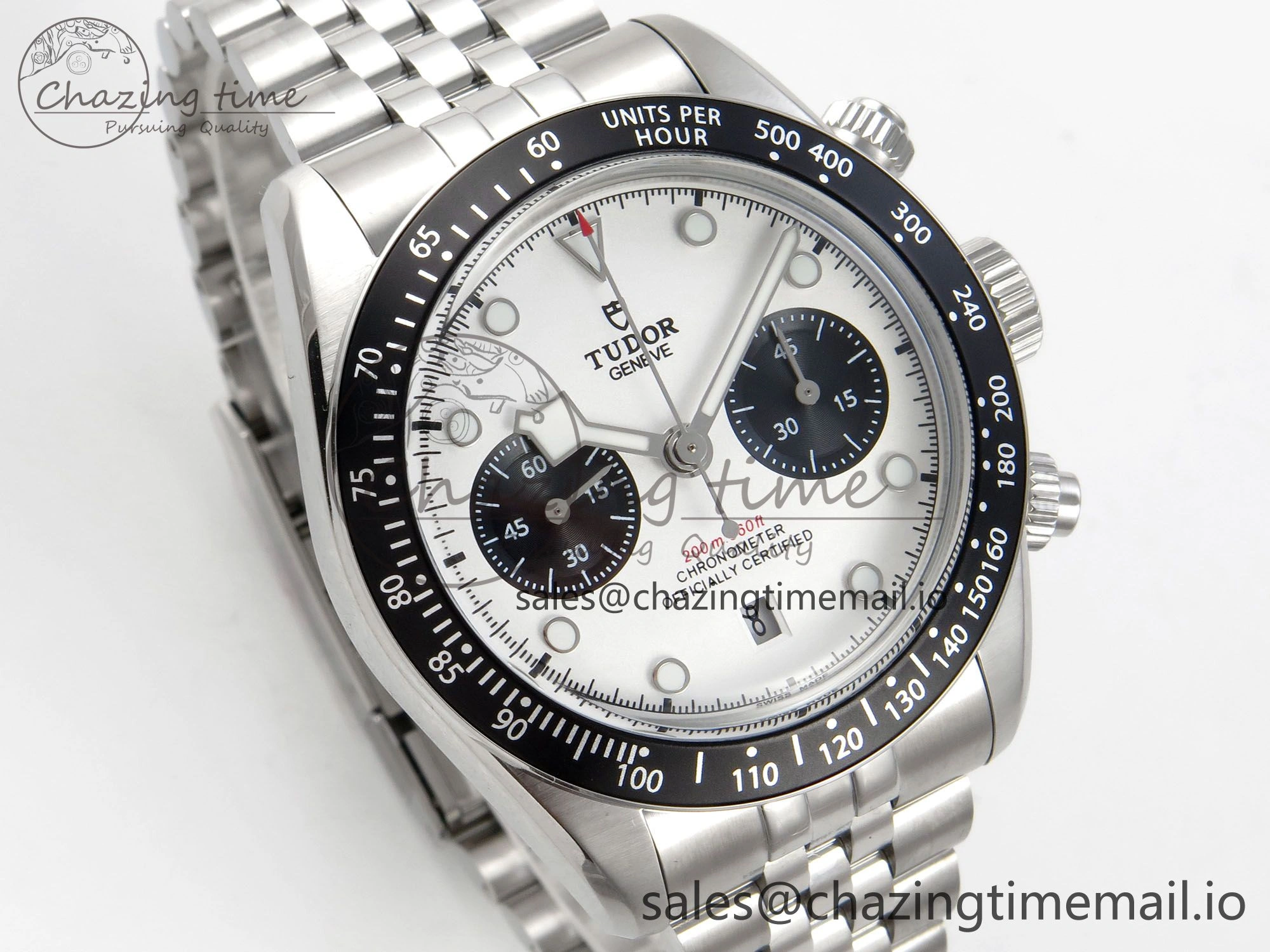 Black Bay Chrono SS BLSF 1:1 Best Edition White Dial on SS Bracelet A7750