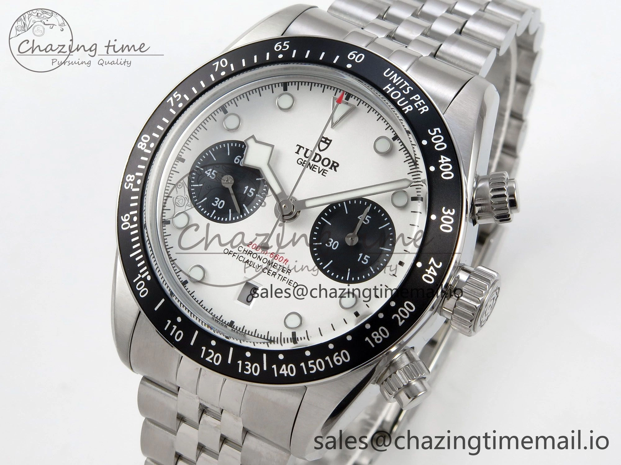 Black Bay Chrono SS BLSF 1:1 Best Edition White Dial on SS Bracelet A7750