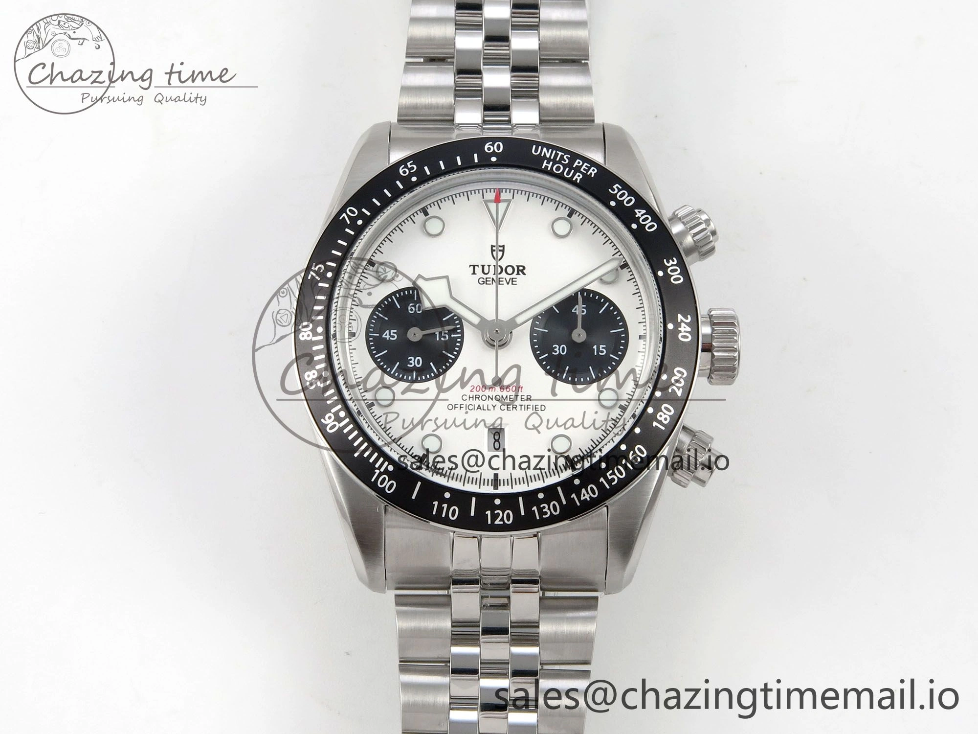 Black Bay Chrono SS BLSF 1:1 Best Edition White Dial on SS Bracelet A7750