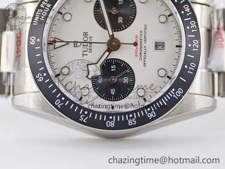 Black Bay Chrono SS TWS 1:1 Best Edition White Dial on SS Bracelet A7750