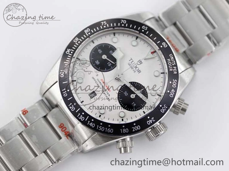 Black Bay Chrono SS TWS 1:1 Best Edition White Dial on SS Bracelet A7750