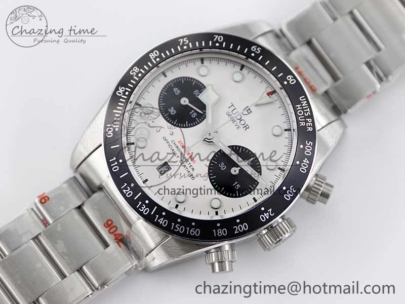 Black Bay Chrono SS TWS 1:1 Best Edition White Dial on SS Bracelet A7750