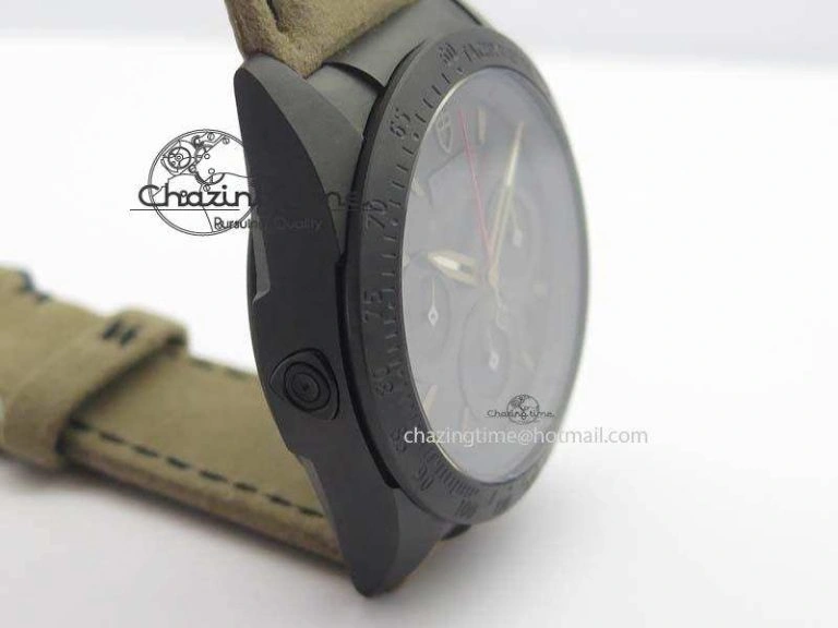 Black Shield Ceramic ZF 1:1 Best Edition Black Dial On Brown Leather Strap A7753