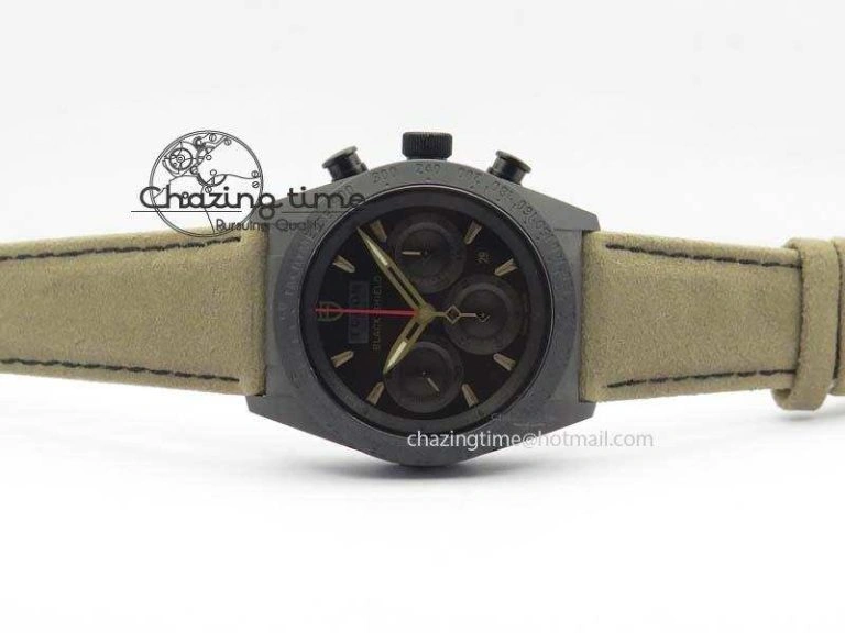Black Shield Ceramic ZF 1:1 Best Edition Black Dial On Brown Leather Strap A7753