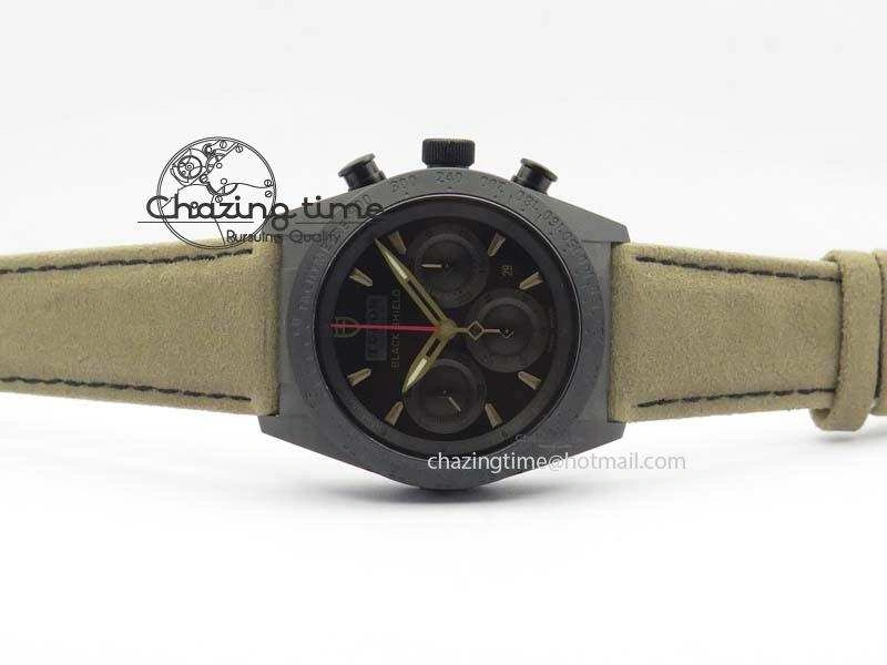 Black Shield Ceramic ZF 1:1 Best Edition Black Dial On Brown Leather Strap A7753
