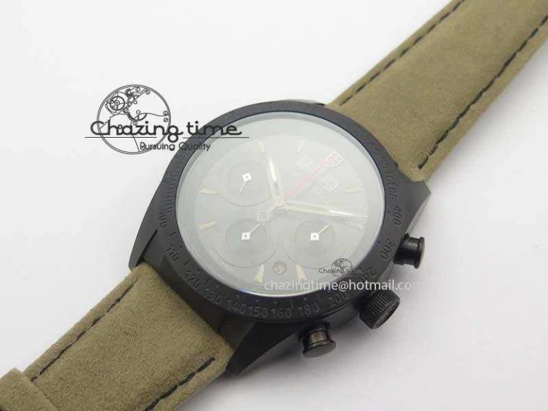 Black Shield Ceramic ZF 1:1 Best Edition Black Dial On Brown Leather Strap A7753