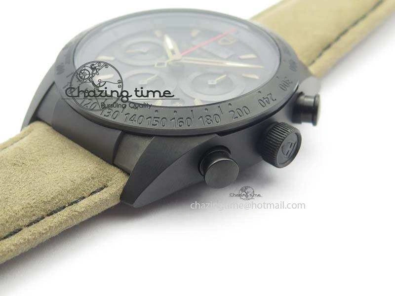 Black Shield Ceramic ZF 1:1 Best Edition Black Dial On Brown Leather Strap A7753