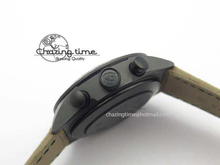 Black Shield Ceramic ZF 1:1 Best Edition Black Dial On Brown Leather Strap A7753