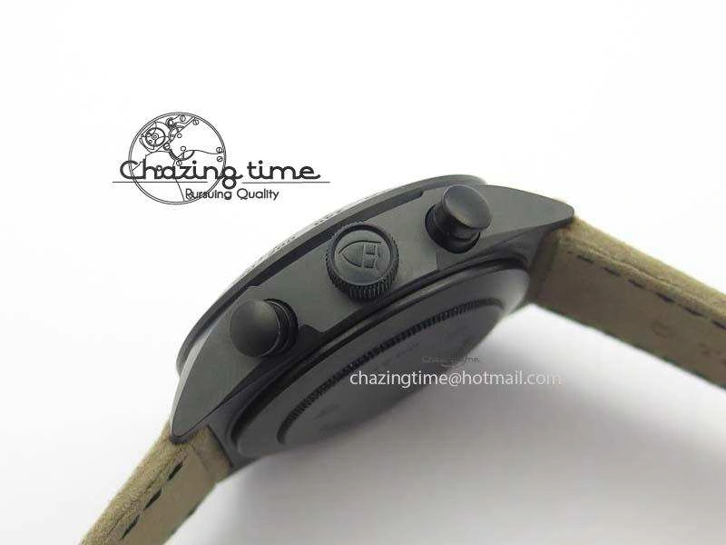 Black Shield Ceramic ZF 1:1 Best Edition Black Dial On Brown Leather Strap A7753