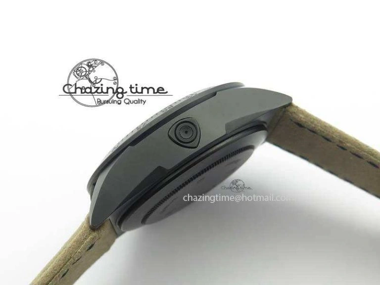 Black Shield Ceramic ZF 1:1 Best Edition Black Dial On Brown Leather Strap A7753