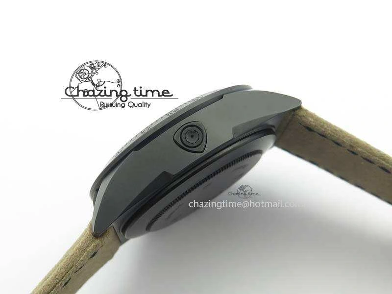 Black Shield Ceramic ZF 1:1 Best Edition Black Dial On Brown Leather Strap A7753
