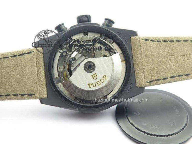Black Shield Ceramic ZF 1:1 Best Edition Black Dial On Brown Leather Strap A7753
