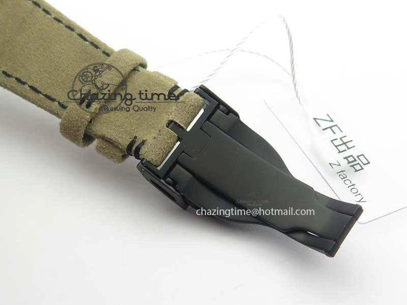 Black Shield Ceramic ZF 1:1 Best Edition Black Dial On Brown Leather Strap A7753