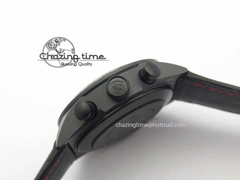 Black Shield Ceramic ZF 1:1 Best Edition Black Dial Red Markers On Black Leather Strap A7753