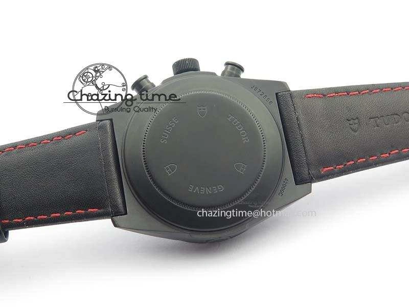 Black Shield Ceramic ZF 1:1 Best Edition Black Dial Red Markers On Black Leather Strap A7753