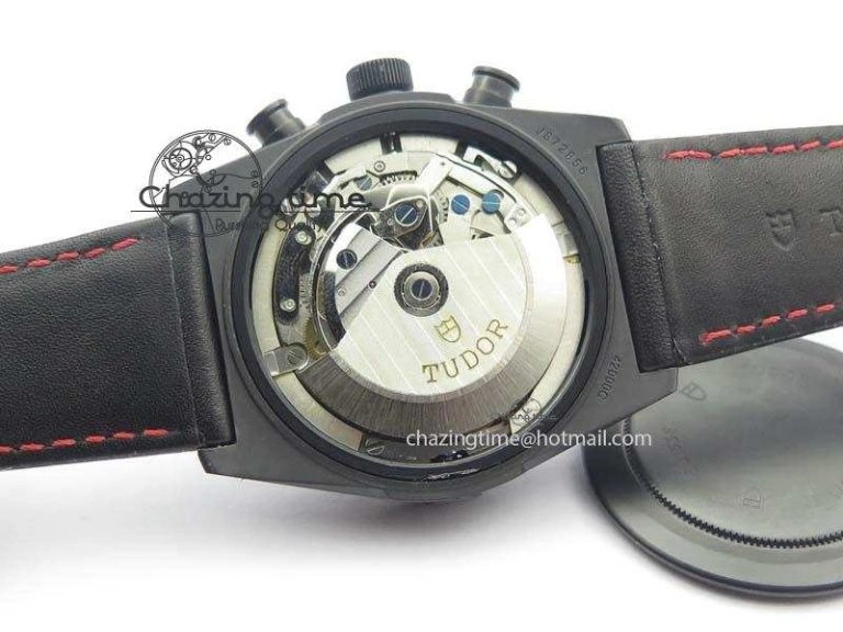Black Shield Ceramic ZF 1:1 Best Edition Black Dial Red Markers On Black Leather Strap A7753