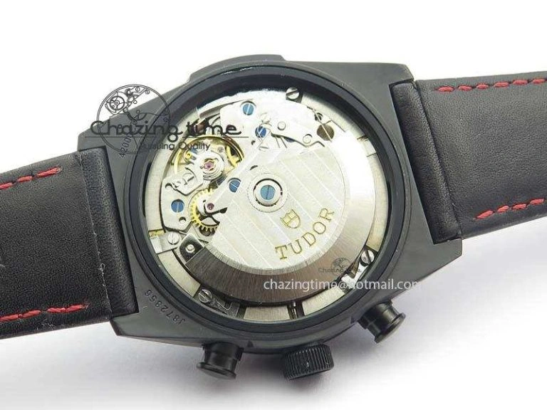 Black Shield Ceramic ZF 1:1 Best Edition Black Dial Red Markers On Black Leather Strap A7753