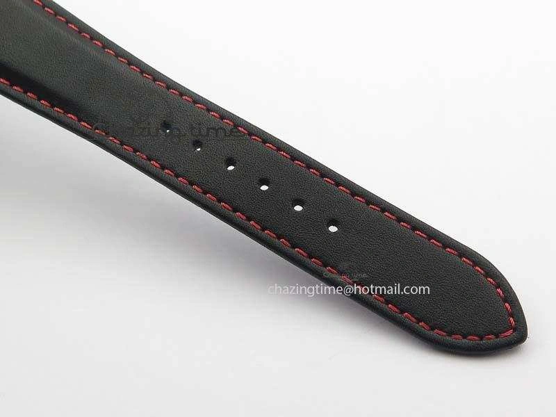 Black Shield Ceramic ZF 1:1 Best Edition Black Dial Red Markers On Black Leather Strap A7753