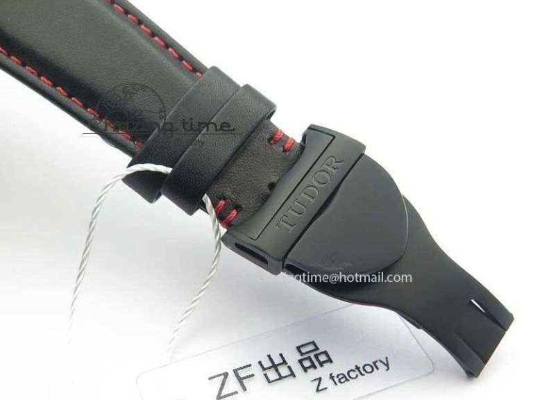 Black Shield Ceramic ZF 1:1 Best Edition Black Dial Red Markers On Black Leather Strap A7753