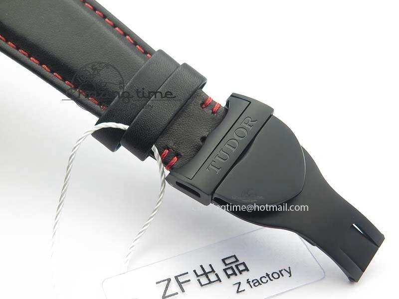 Black Shield Ceramic ZF 1:1 Best Edition Black Dial Red Markers On Black Leather Strap A7753