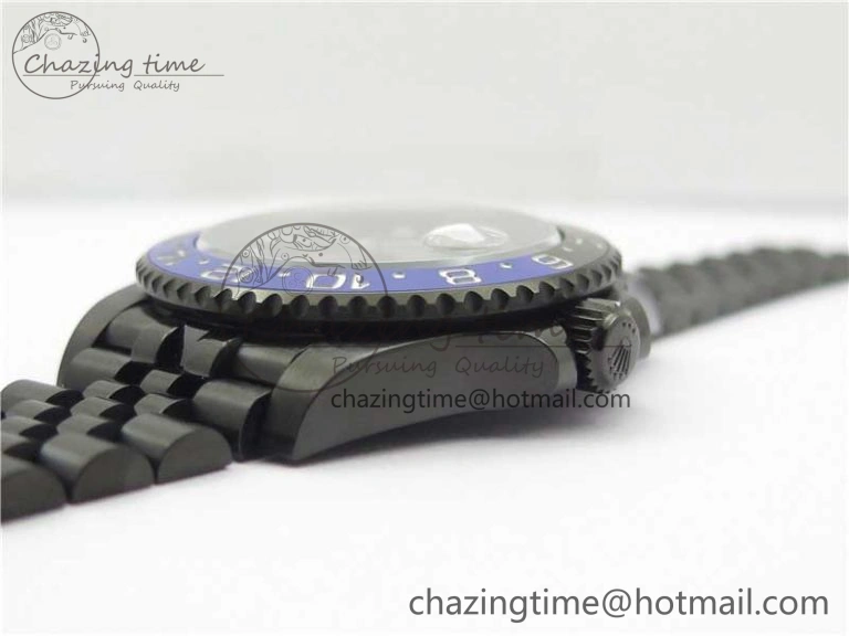 Blaken GMT Master II Black Blue Ceramic DLC GSF Best Edition Black Dial on Jubilee Bracelet A3186