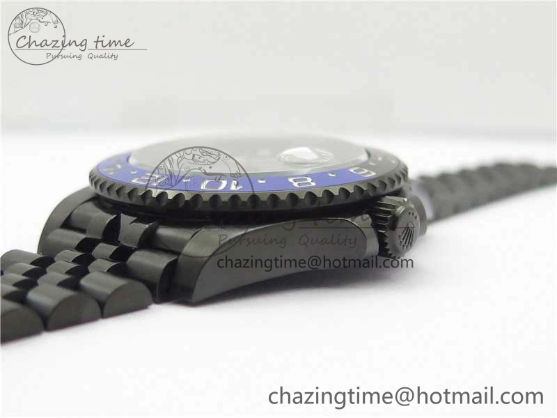 Blaken GMT Master II Black Blue Ceramic DLC GSF Best Edition Black Dial on Jubilee Bracelet A3186