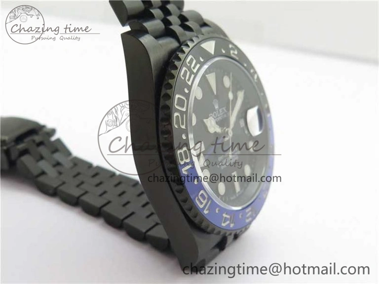 Blaken GMT Master II Black Blue Ceramic DLC GSF Best Edition Black Dial on Jubilee Bracelet A3186