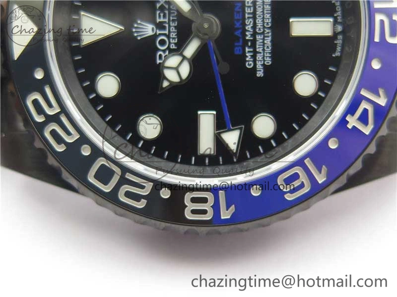 Blaken GMT Master II Black Blue Ceramic DLC GSF Best Edition Black Dial on Jubilee Bracelet A3186