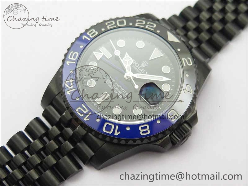 Blaken GMT Master II Black Blue Ceramic DLC GSF Best Edition Black Dial on Jubilee Bracelet A3186