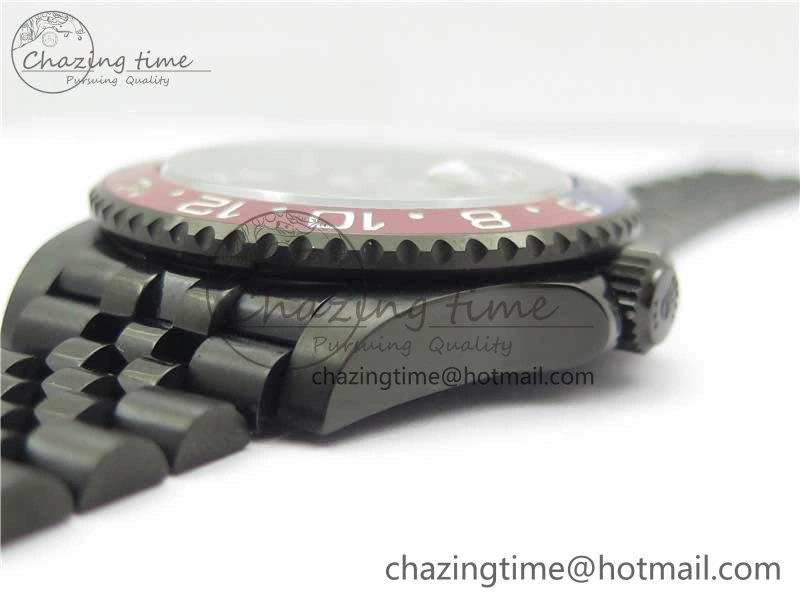 Blaken GMT Master II Red Blue Ceramic DLC GSF Best Edition Black Dial on Jubilee Bracelet A3186