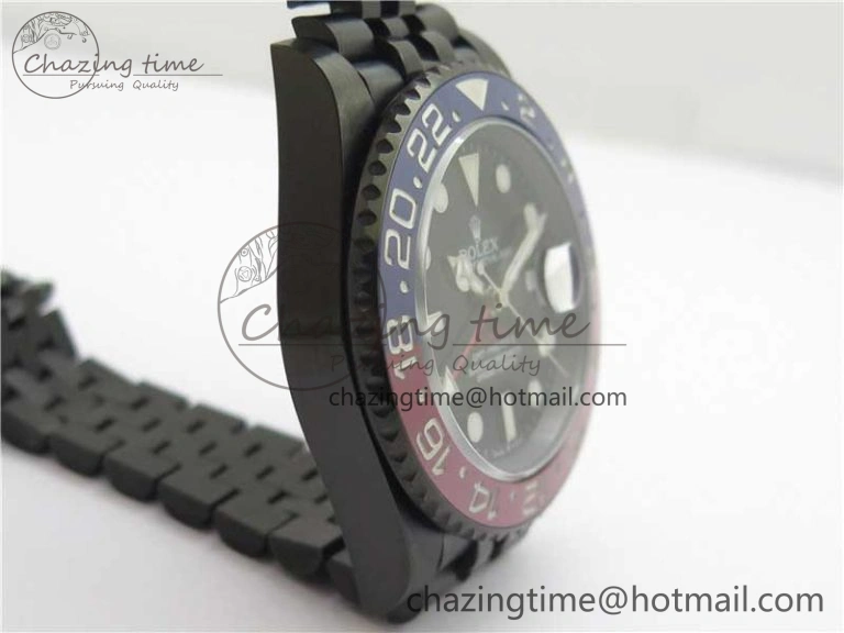 Blaken GMT Master II Red Blue Ceramic DLC GSF Best Edition Black Dial on Jubilee Bracelet A3186