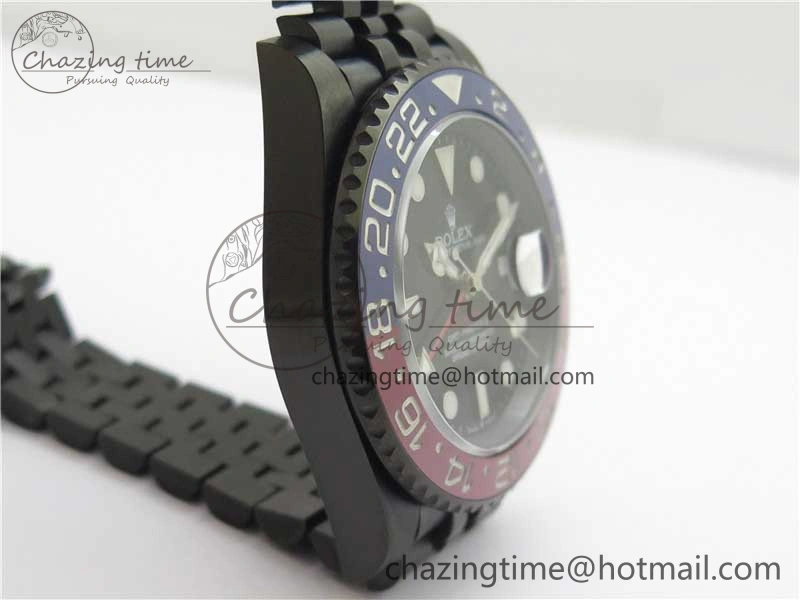Blaken GMT Master II Red Blue Ceramic DLC GSF Best Edition Black Dial on Jubilee Bracelet A3186