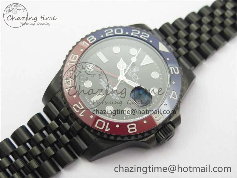 Blaken GMT Master II Red Blue Ceramic DLC GSF Best Edition Black Dial on Jubilee Bracelet A3186
