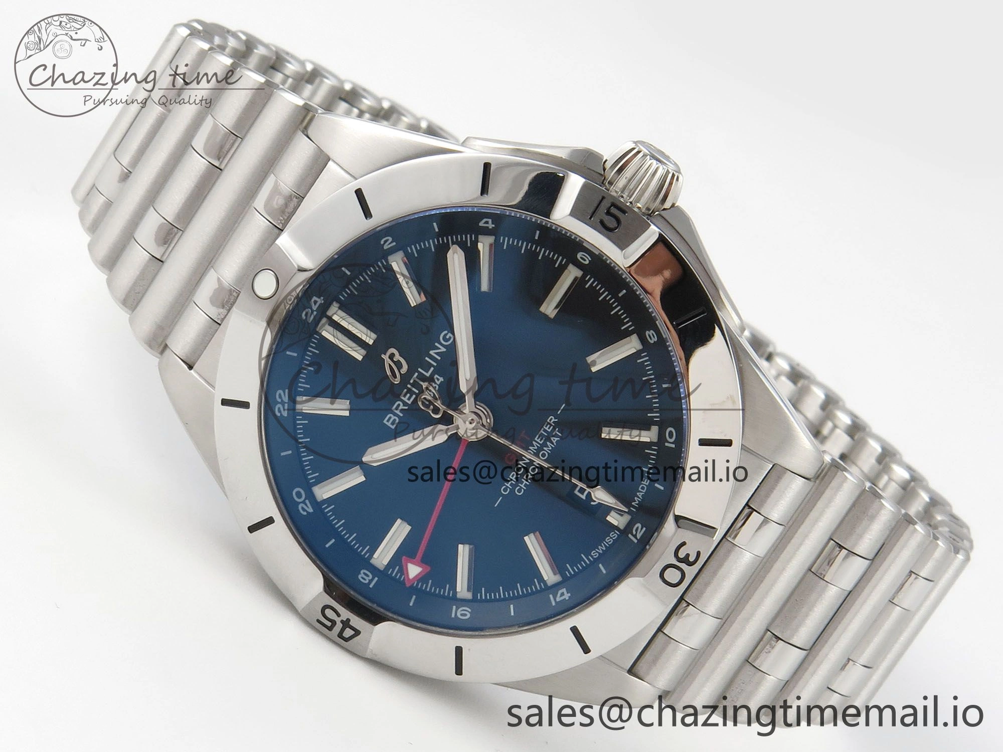 Breitling BLSF Chronomat Automatic 1:1 Best Edition GMT 40mm Black Dial On SS Bracelet A2836
